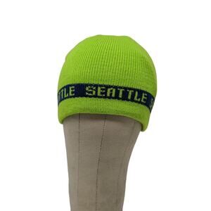 Seattle Men's Knit 100% Acrylic Beanie Hat Green OSFA Spell Out